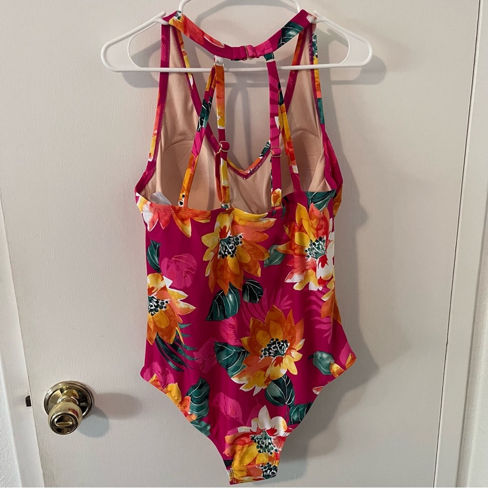 New Kona Sol Tropical Floral One Piece Swimsuit Bathing Suit Women’s 18W Plus - Picture 5 of 9